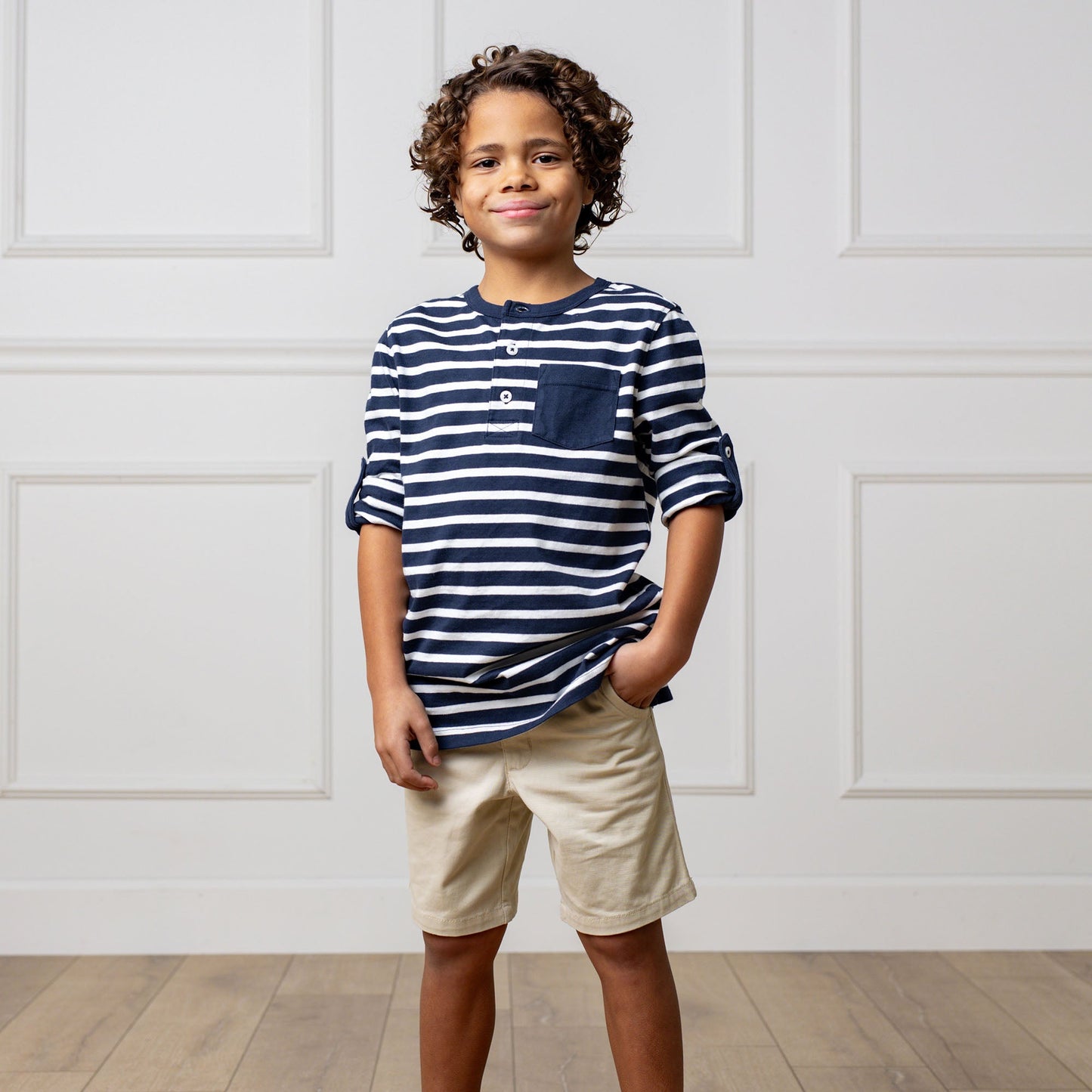 Henley Pocket Tee with Rolled Sleeves