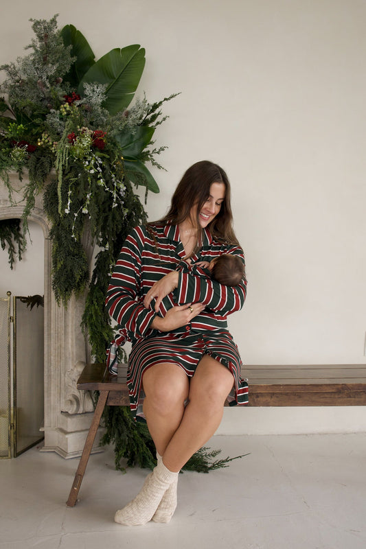Women's Bamboo Sleeping Dress | Holiday Stripe
