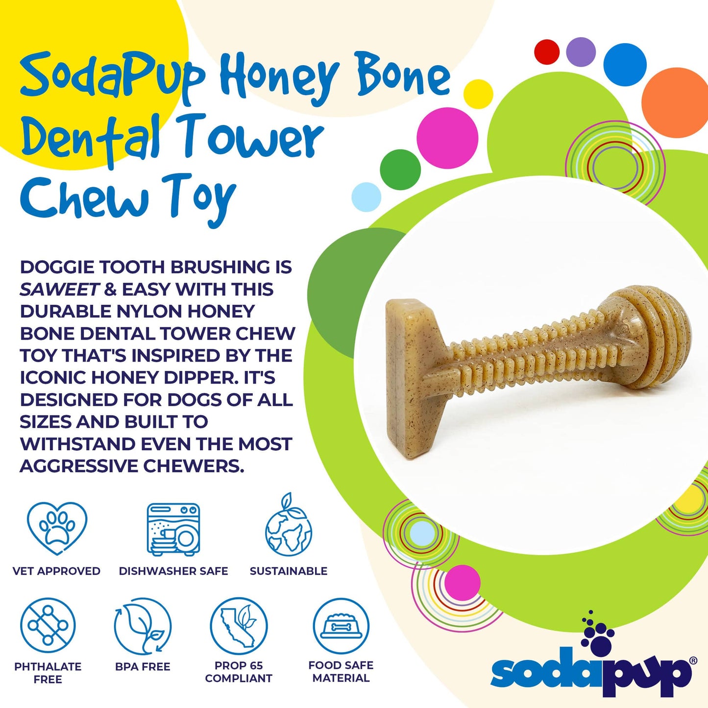 Honey Bone  Dental Tower eChew Ultra Durable Nylon Dog Chew Toy
