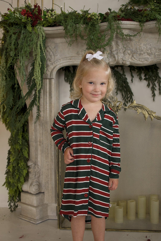 Bamboo Sleeping Dress | Holiday Stripe