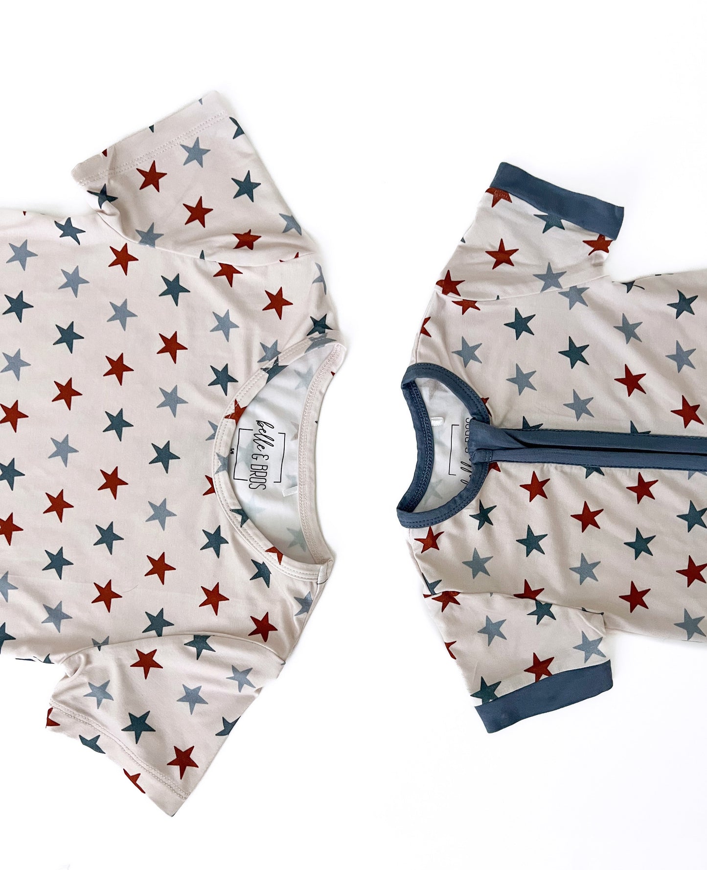 RED WHITE & BLUE STARS | SHORTIE ZIP ROMPER