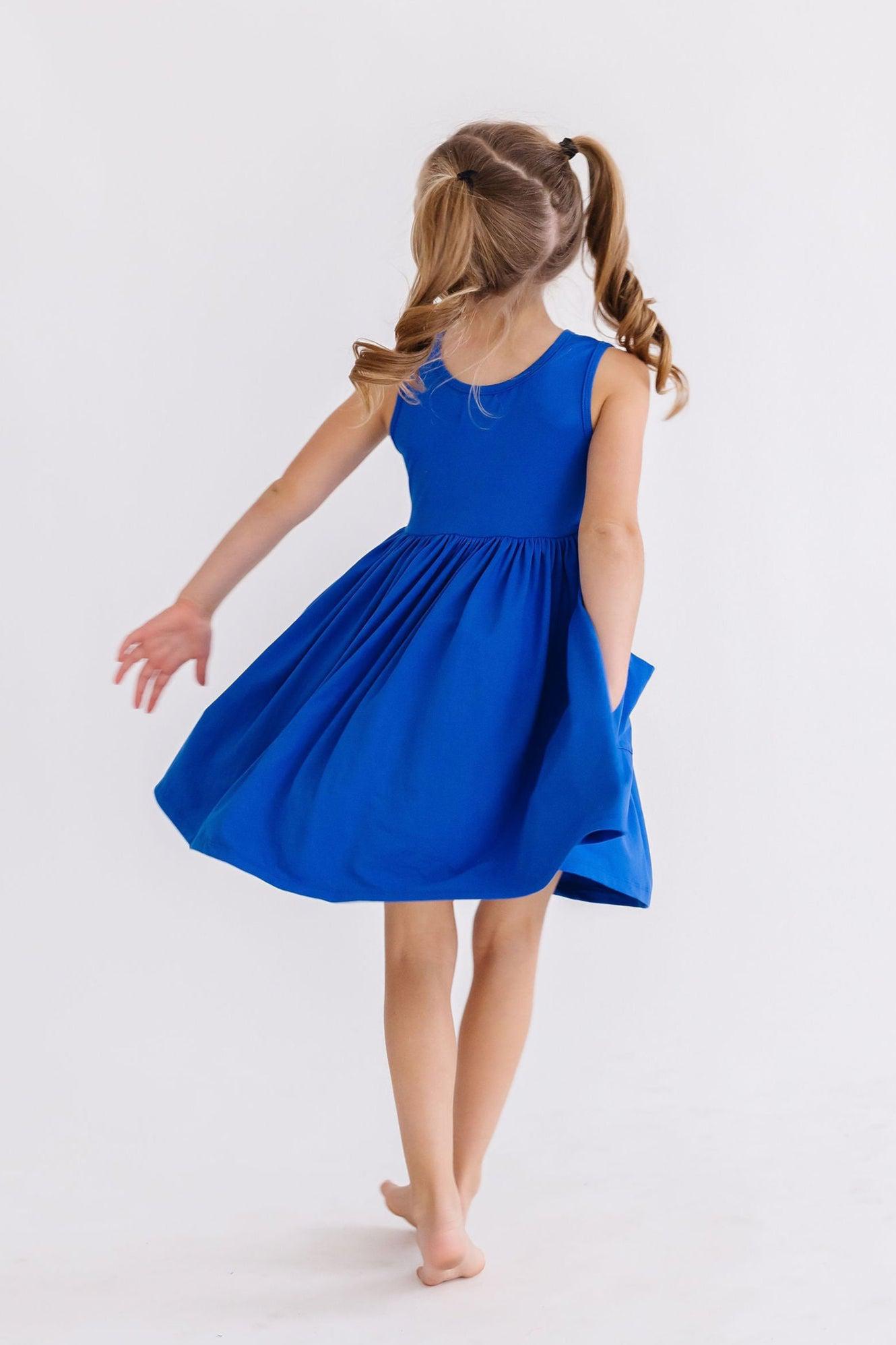 Girls' Royal Blue Tank Pocket Twirl Dress Size: 2T Toddler By Mila & Rose Girls' Royal Blue Tank Pocket Twirl Dress Size: 2T Toddler By Mila & Rose