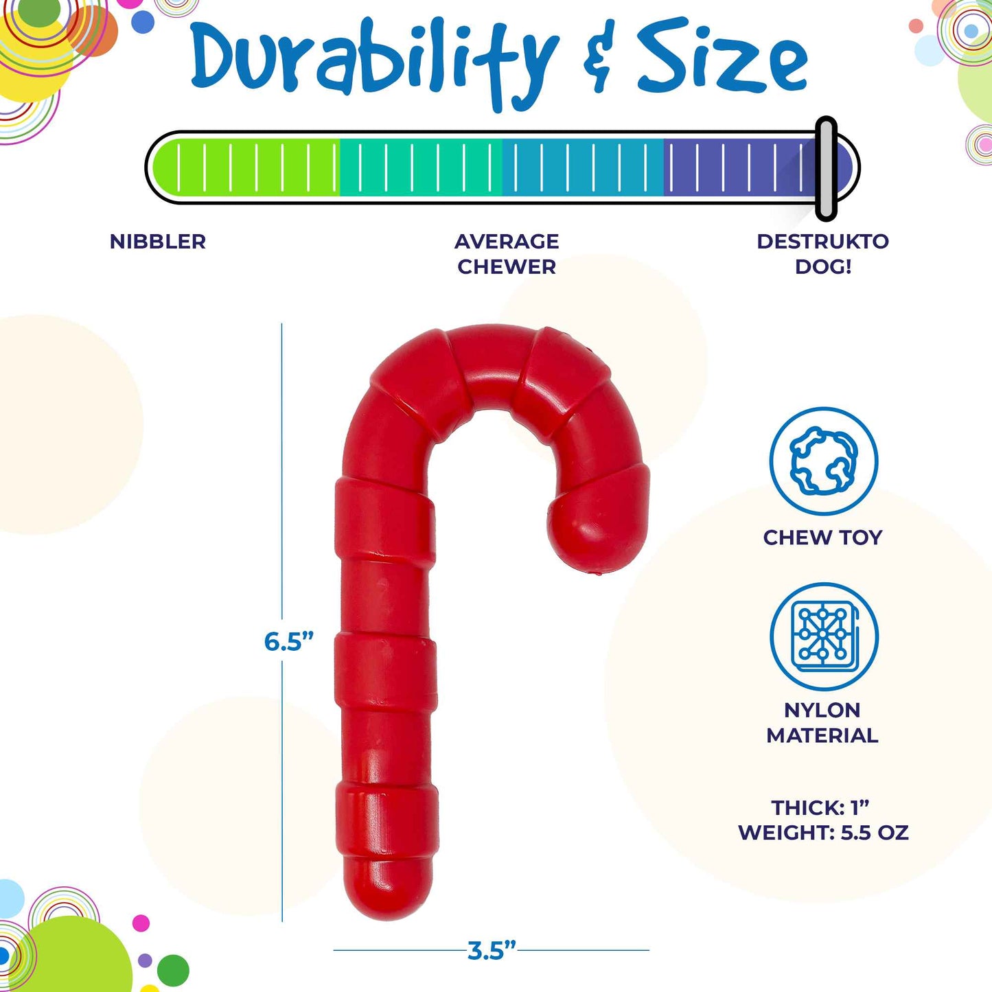 Candy Cane Ultra Durable Nylon Chew Toy