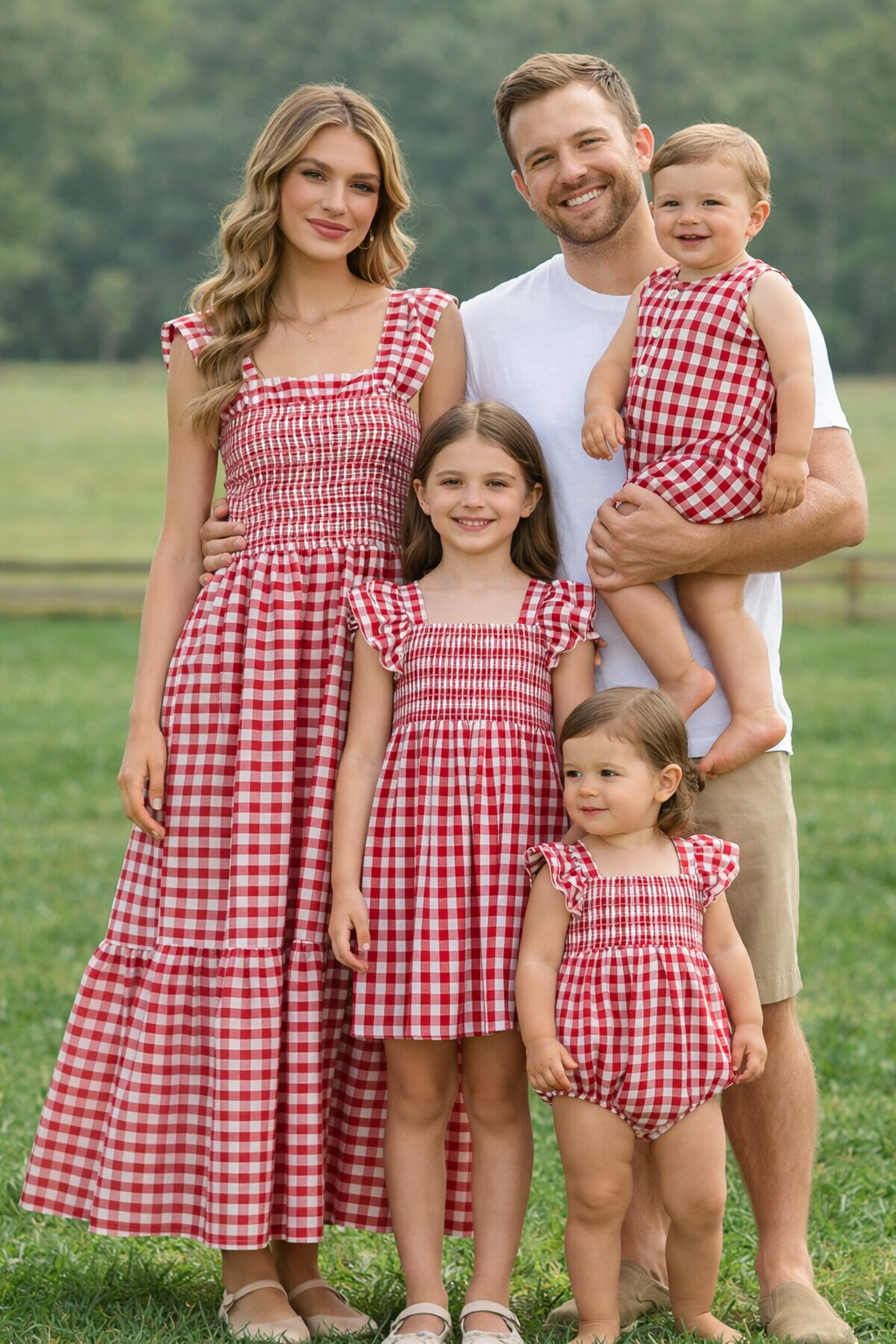 Summer Plaid Smocked Ruffle Boys Romper