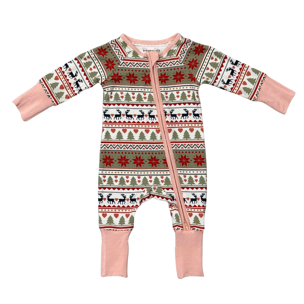Baby Girl Long Sleeve Zip Romper in Fair Isle