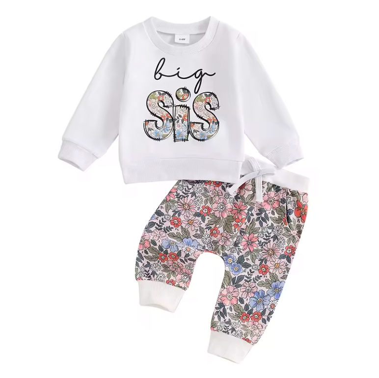 White Big Sis Floral Lounge Set
