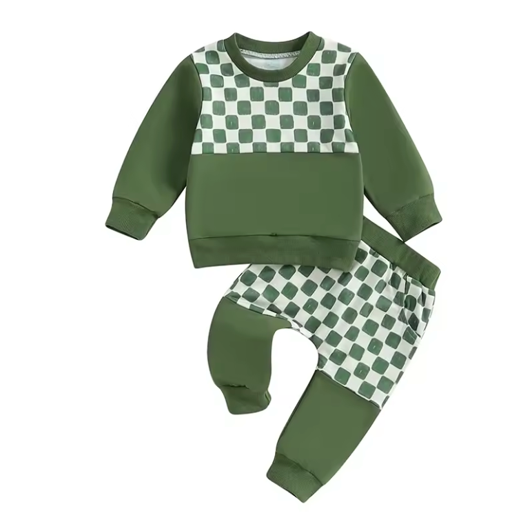 Green Chex Colorblock Lounge Set