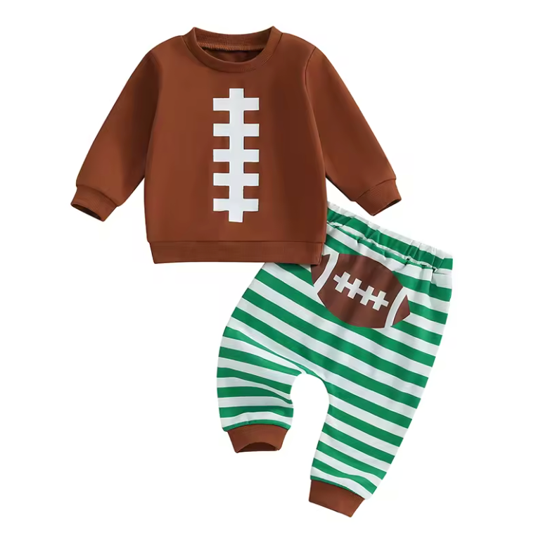 Football Green Striped Pant Lounge Set