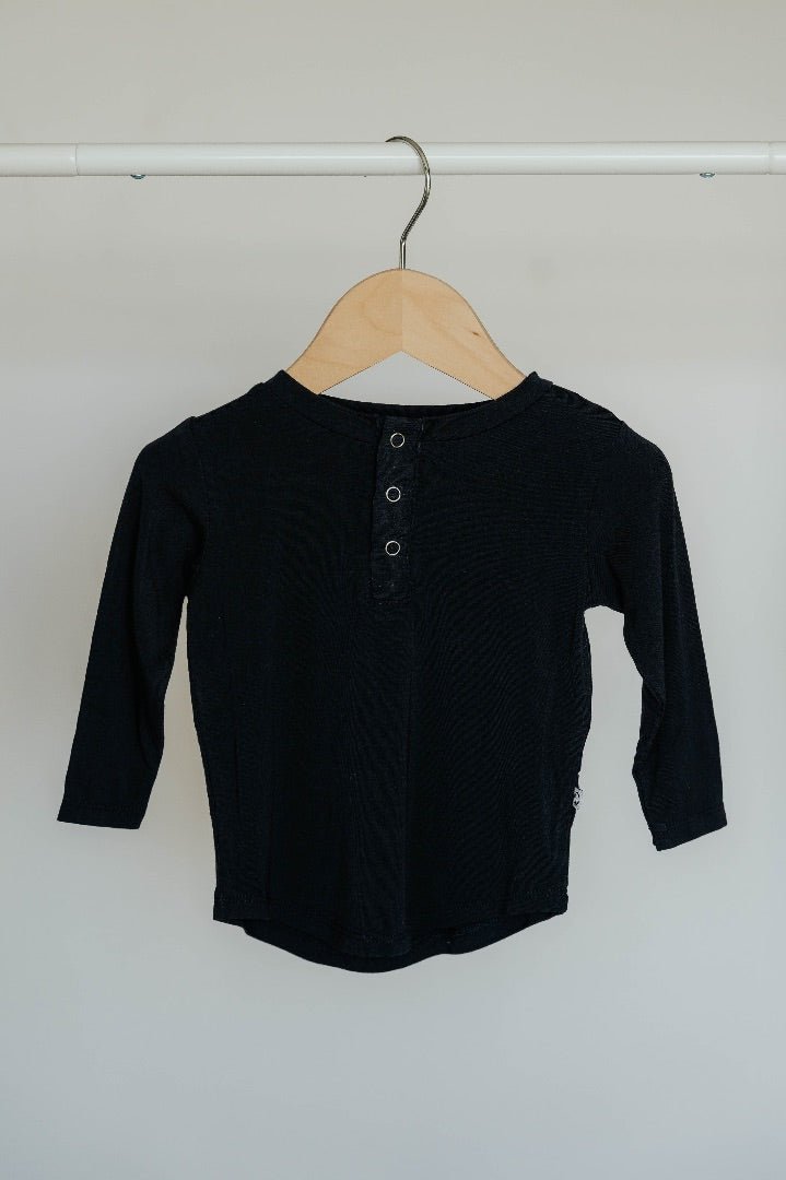 Bamboo Long Sleeve Henley - Black