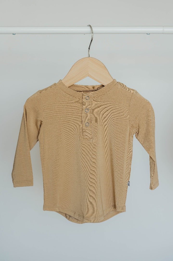 Bamboo Long Sleeve Henley - Desert Tan