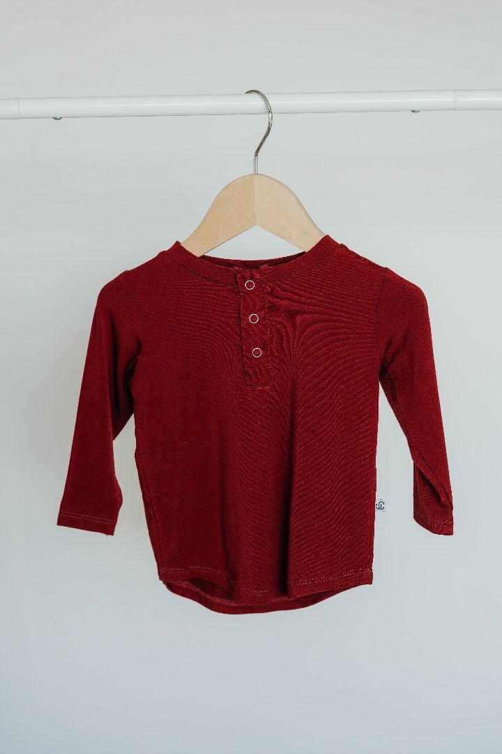 Bamboo Long Sleeve Henley - Redwood