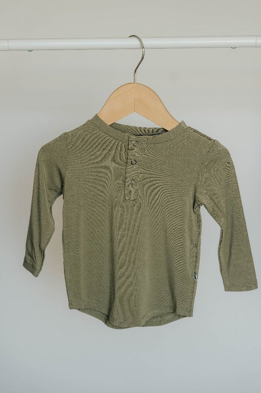 Bamboo Long Sleeve Henley - Sage