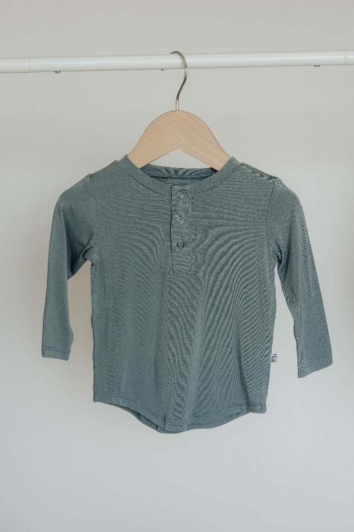 Bamboo Long Sleeve Henley - Sea Blue