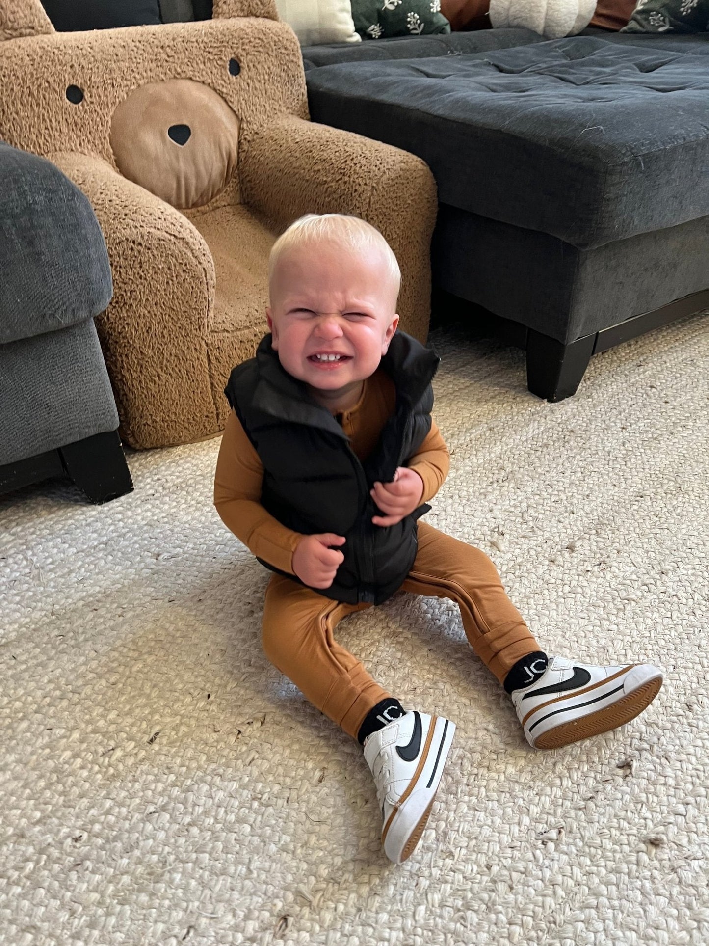 Bamboo Long Sleeve Romper - Caramel