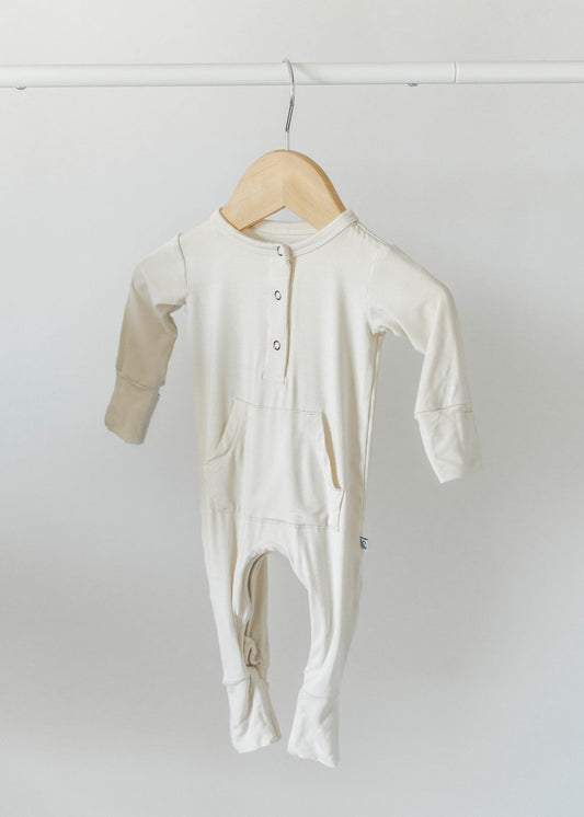 Bamboo Long Sleeve Romper - Cream