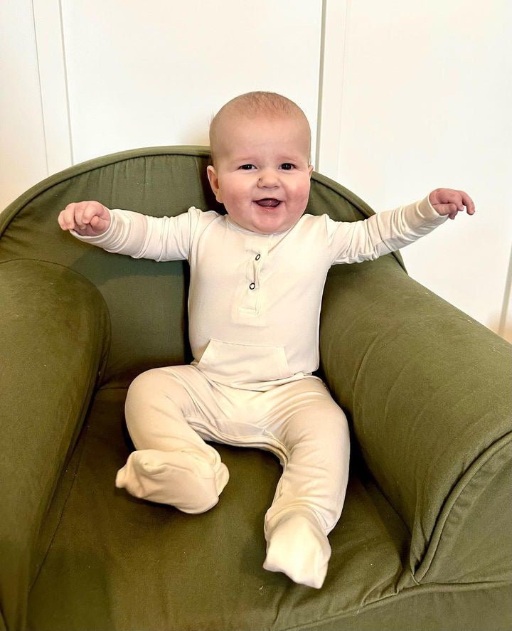Bamboo Long Sleeve Romper - Cream