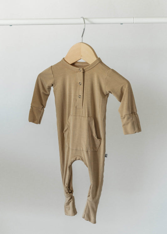 Bamboo Long Sleeve Romper - Desert Tan
