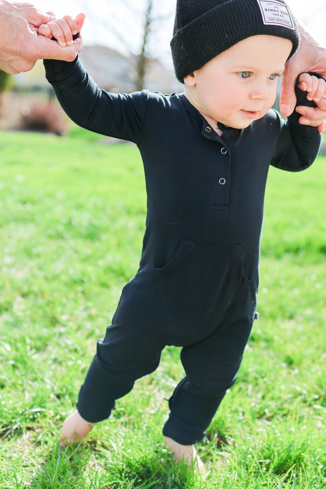Bamboo Long Sleeve Romper - Jett Black
