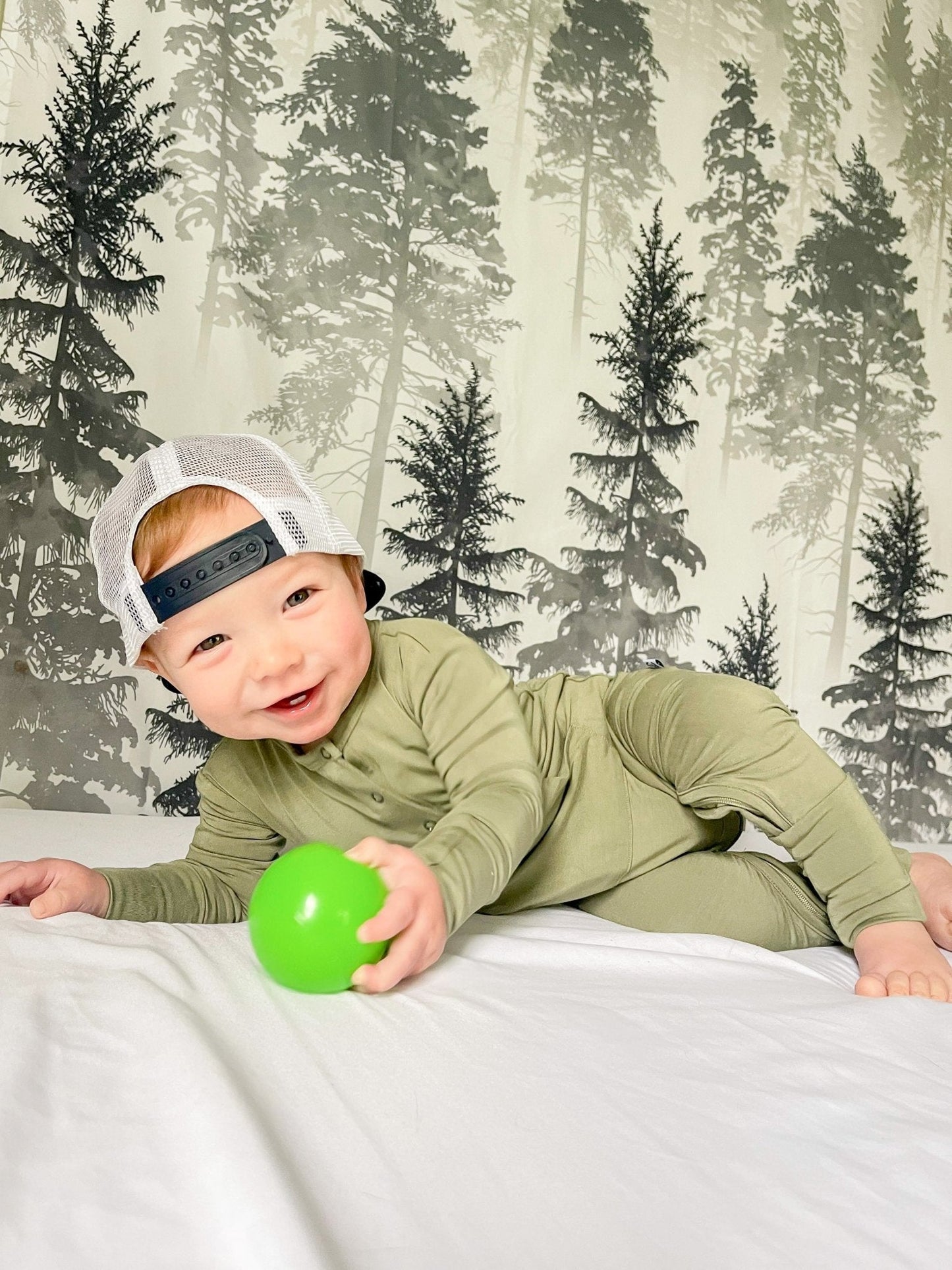 Bamboo Long Sleeve Romper - Sage