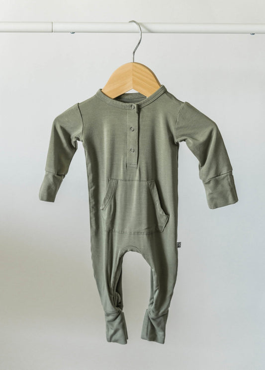 Bamboo Long Sleeve Romper - Sage