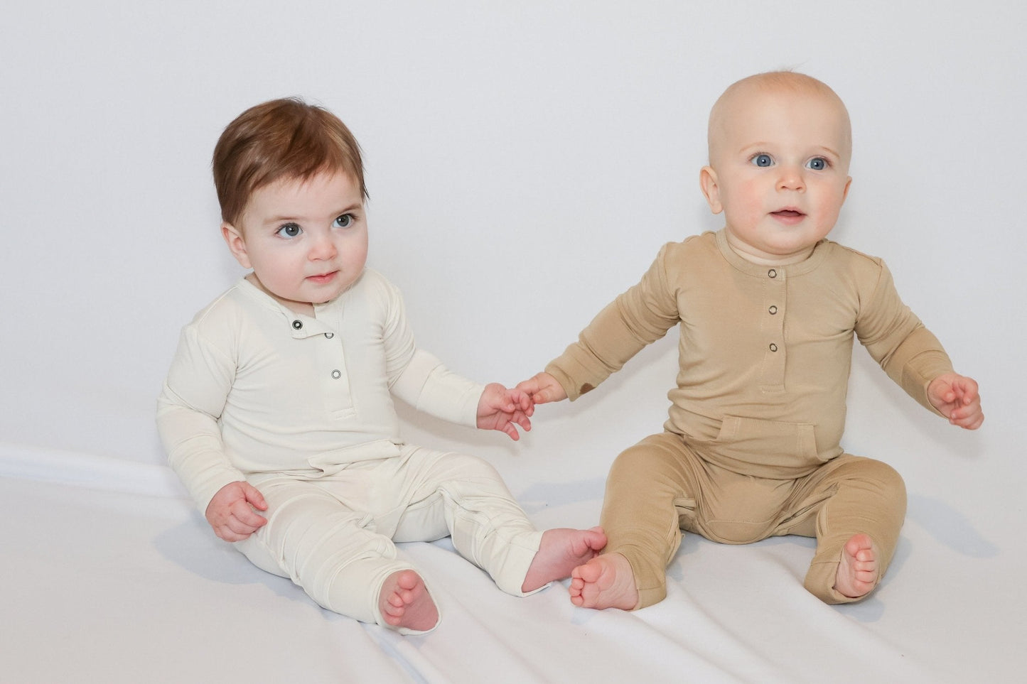Bamboo Long Sleeve Romper - Cream