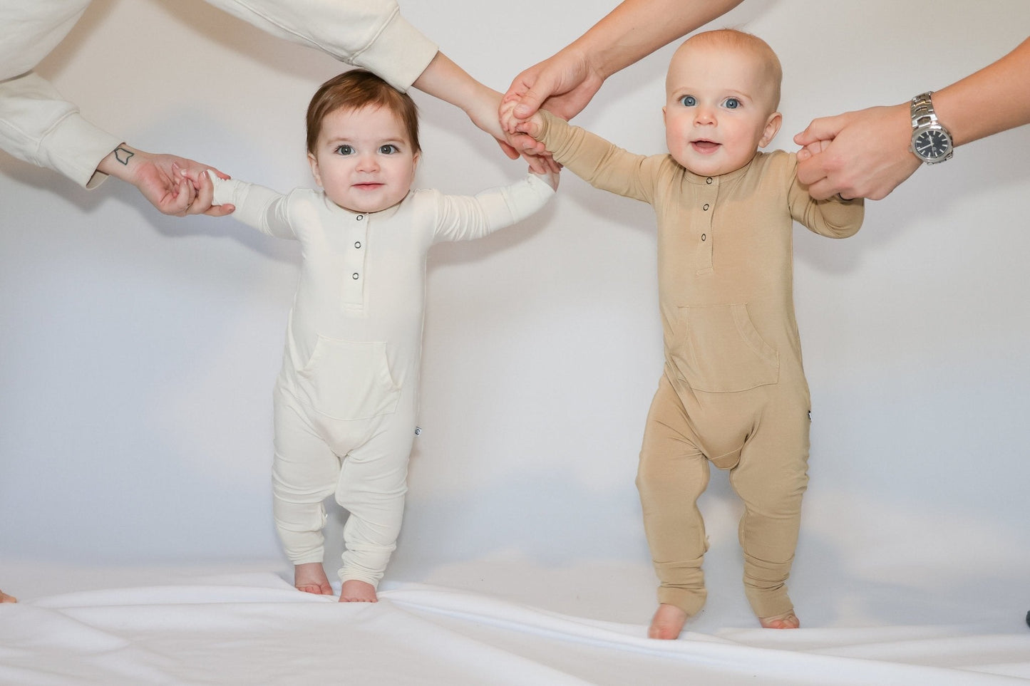 Bamboo Long Sleeve Romper - Cream
