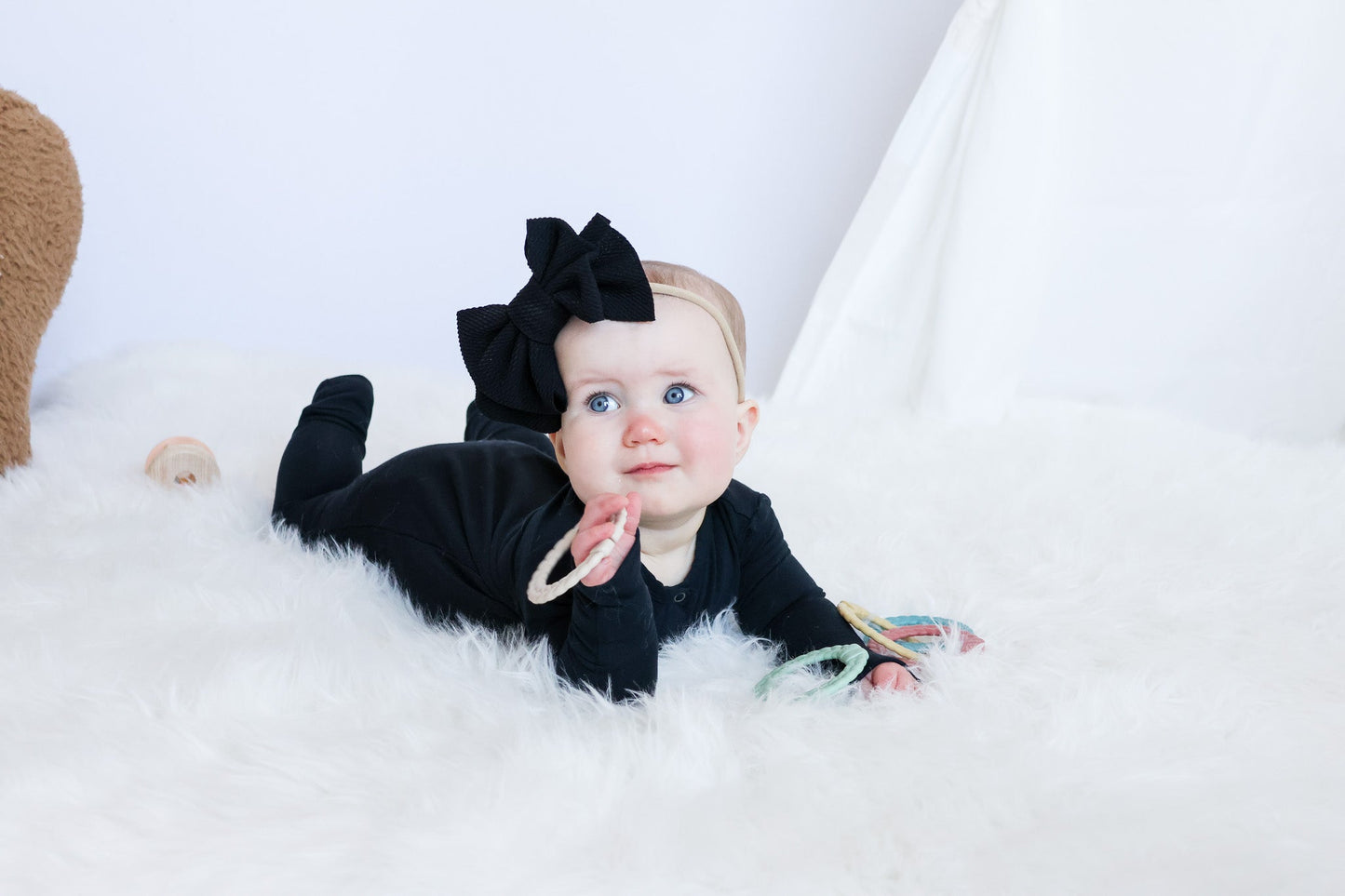 Bamboo Long Sleeve Romper - Jett Black