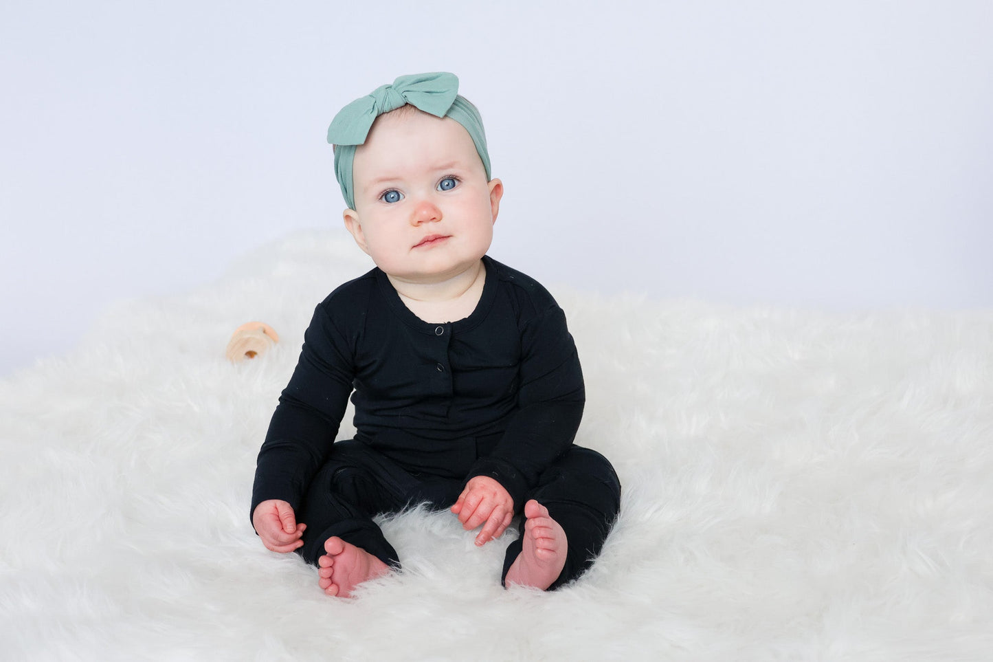 Bamboo Long Sleeve Romper - Jett Black