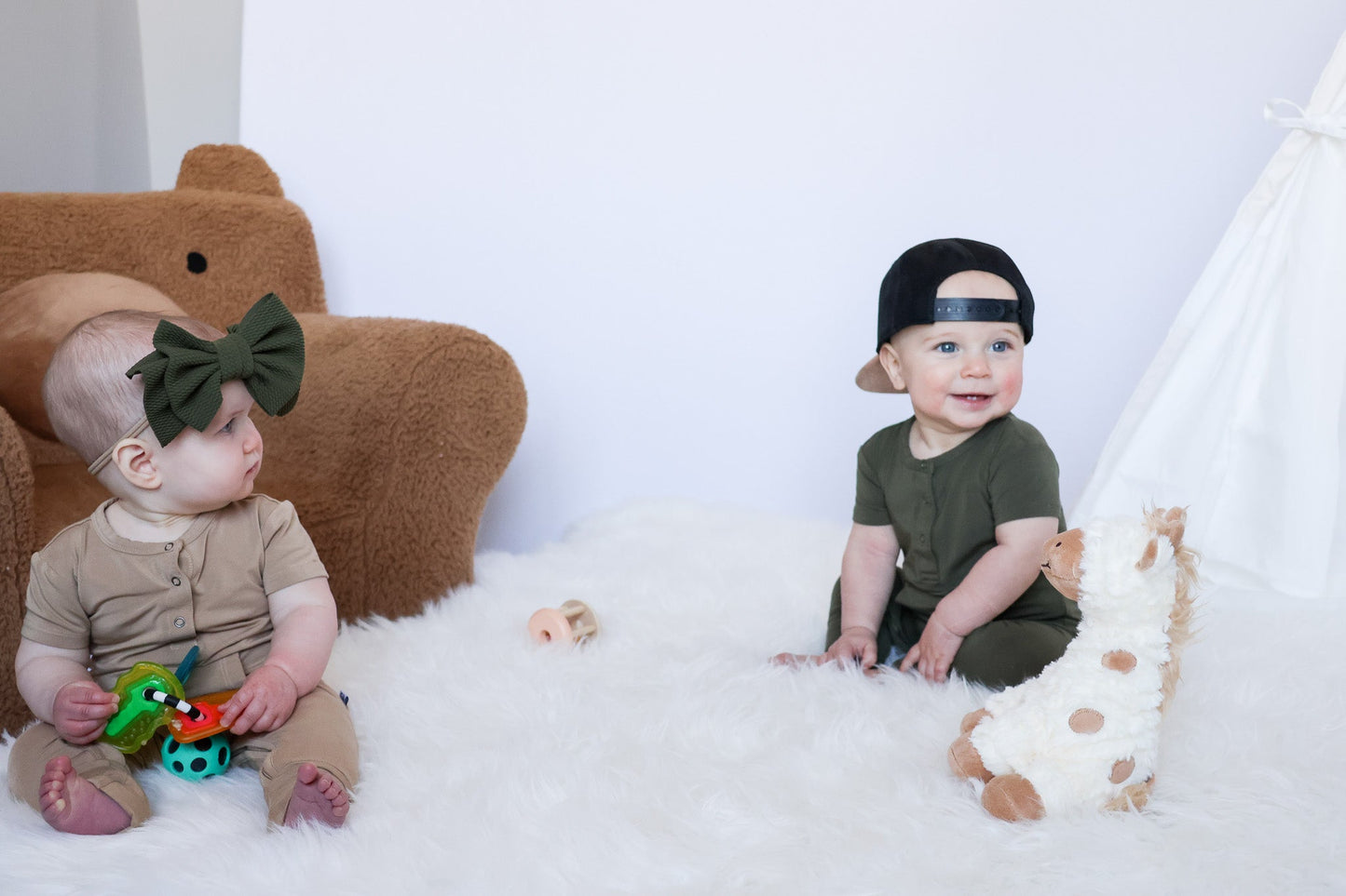 Bamboo Short Sleeve Romper - Dark Olive