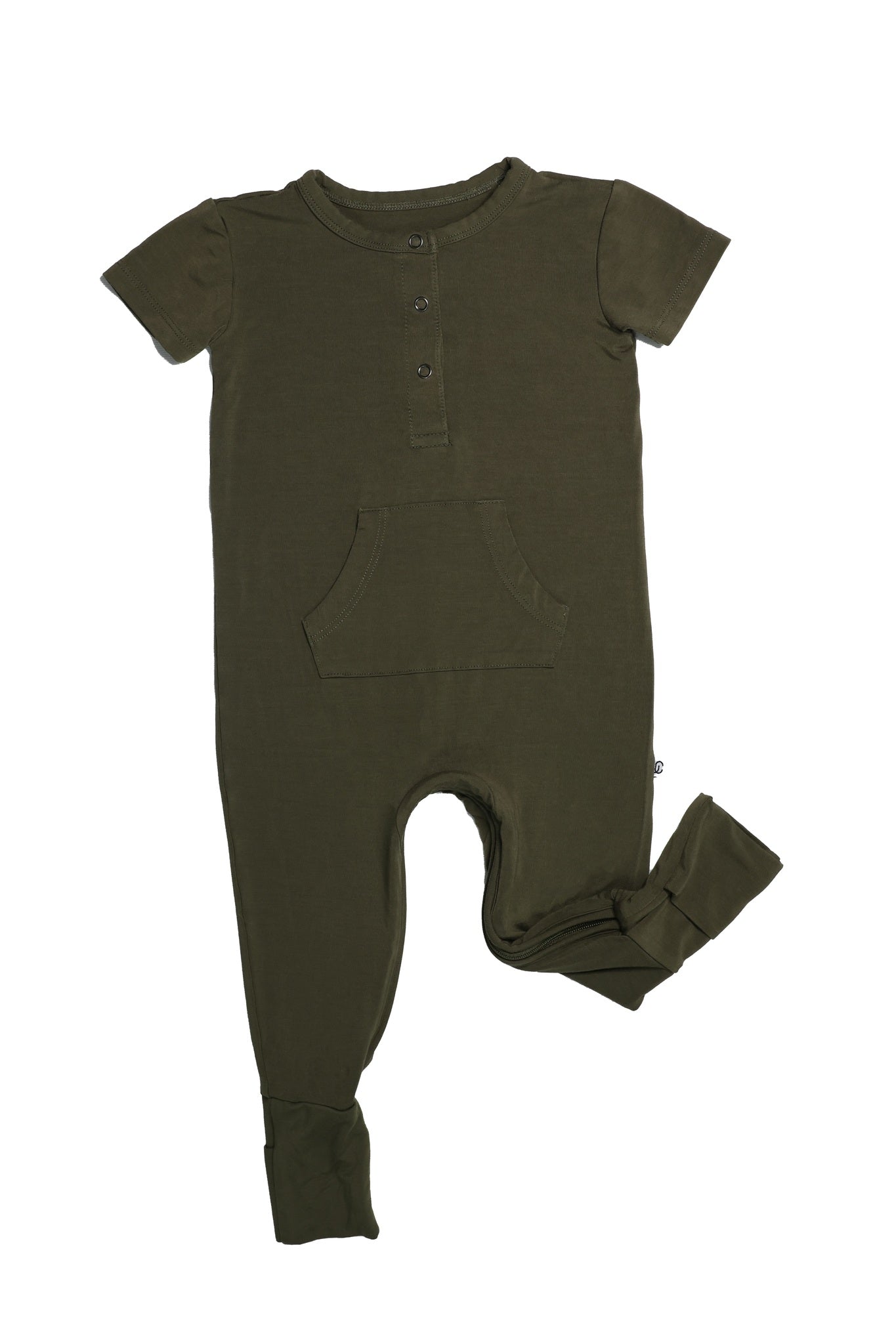 Bamboo Short Sleeve Romper - Dark Olive
