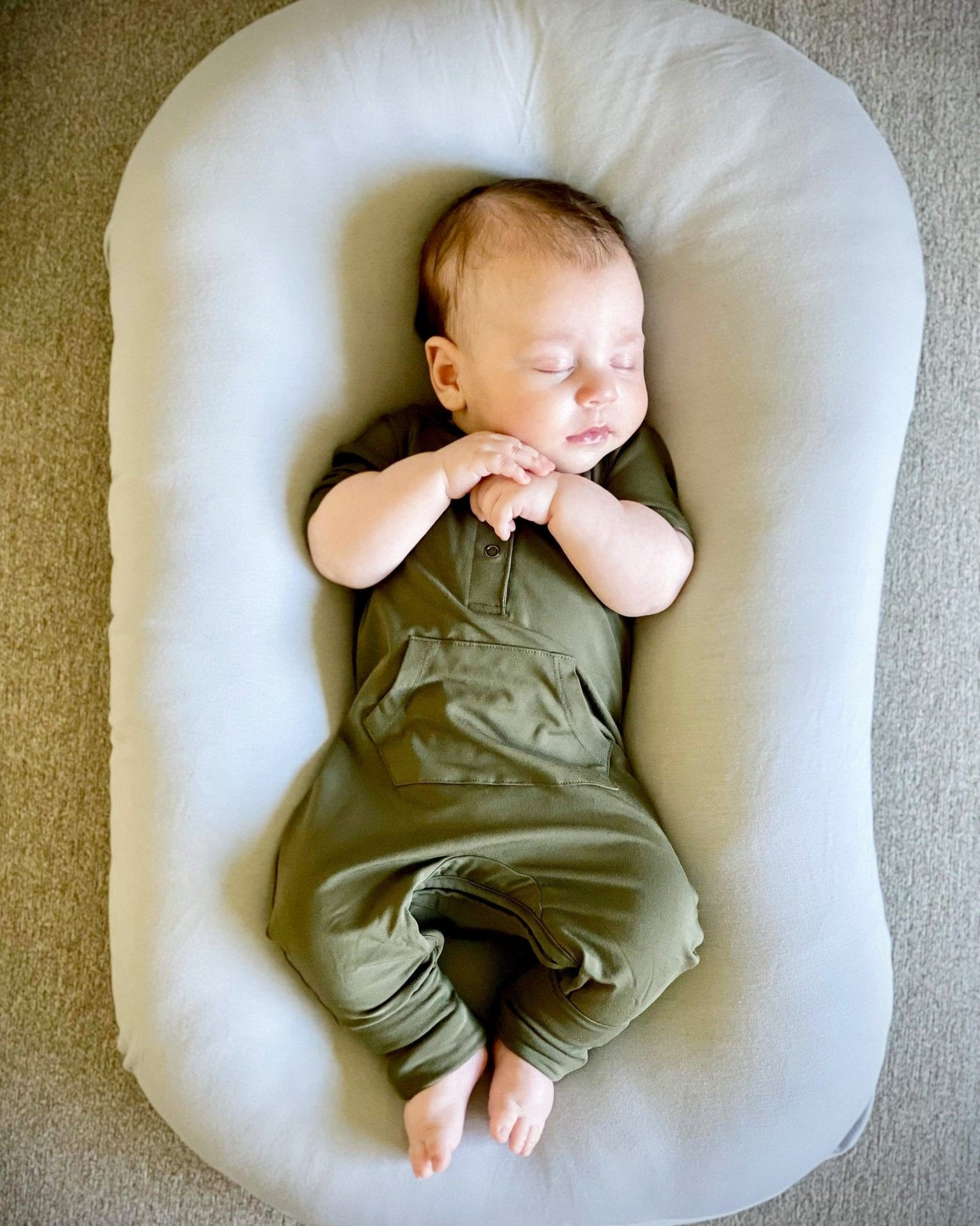 Bamboo Short Sleeve Romper - Dark Olive