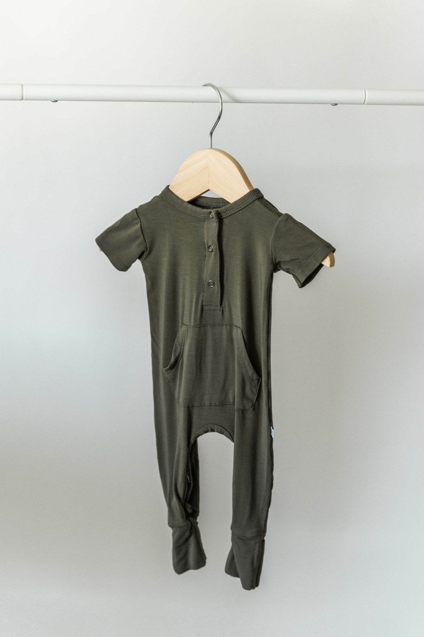 Bamboo Short Sleeve Romper - Dark Olive