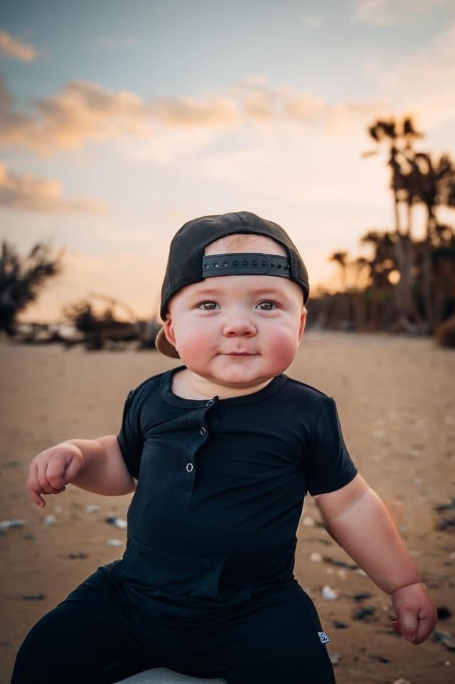 Bamboo Short Sleeve Romper - Jett Black