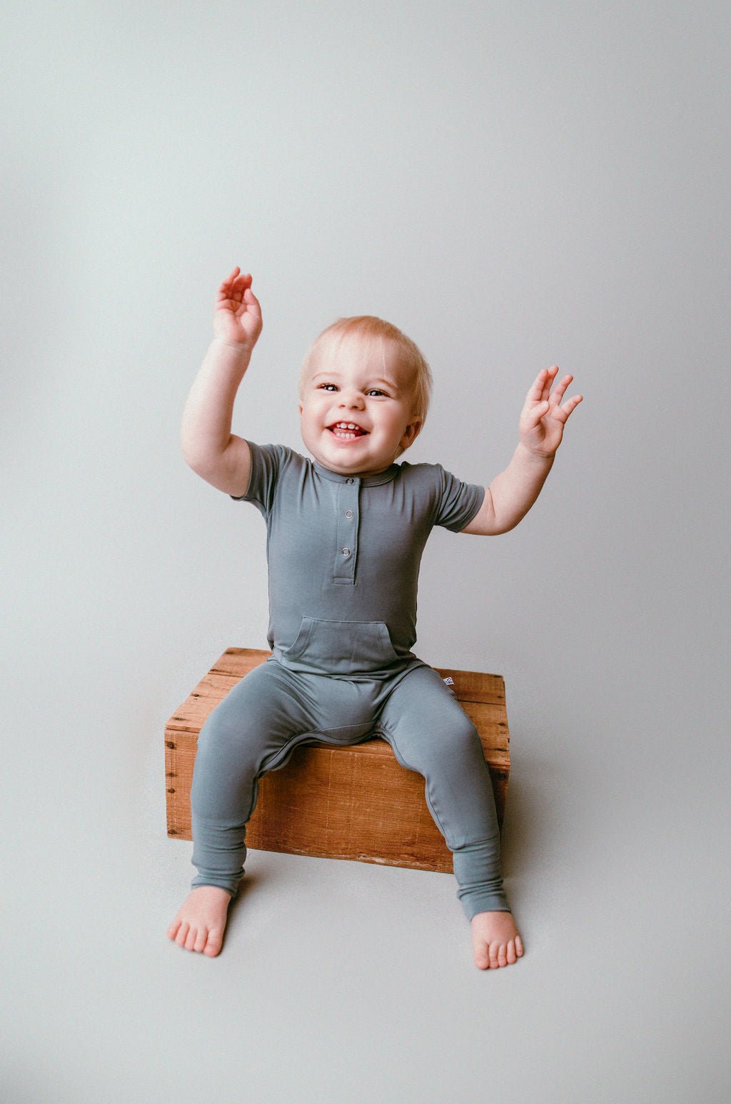 Bamboo Short Sleeve Romper - Sea Blue