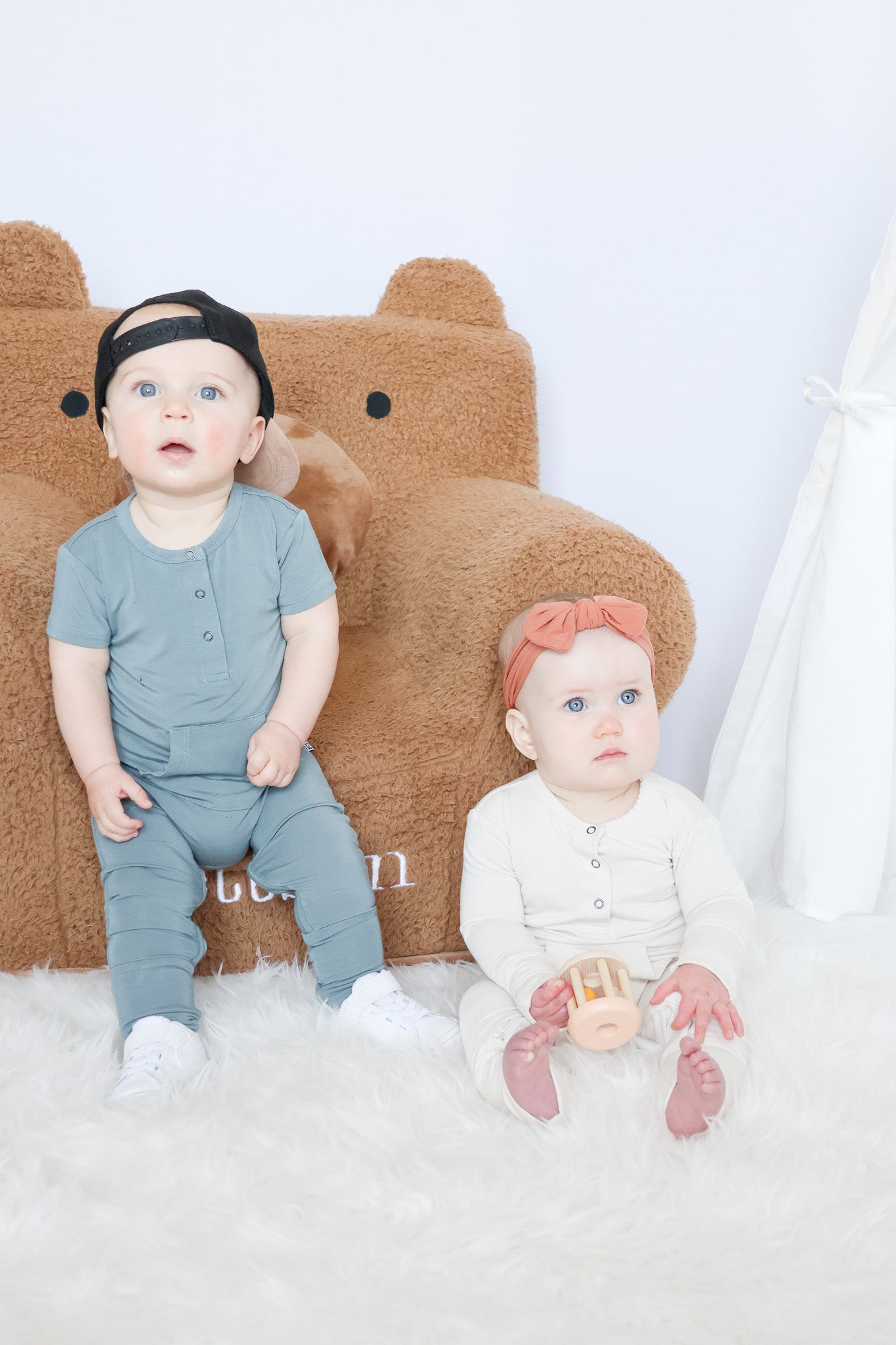 Bamboo Short Sleeve Romper - Sea Blue