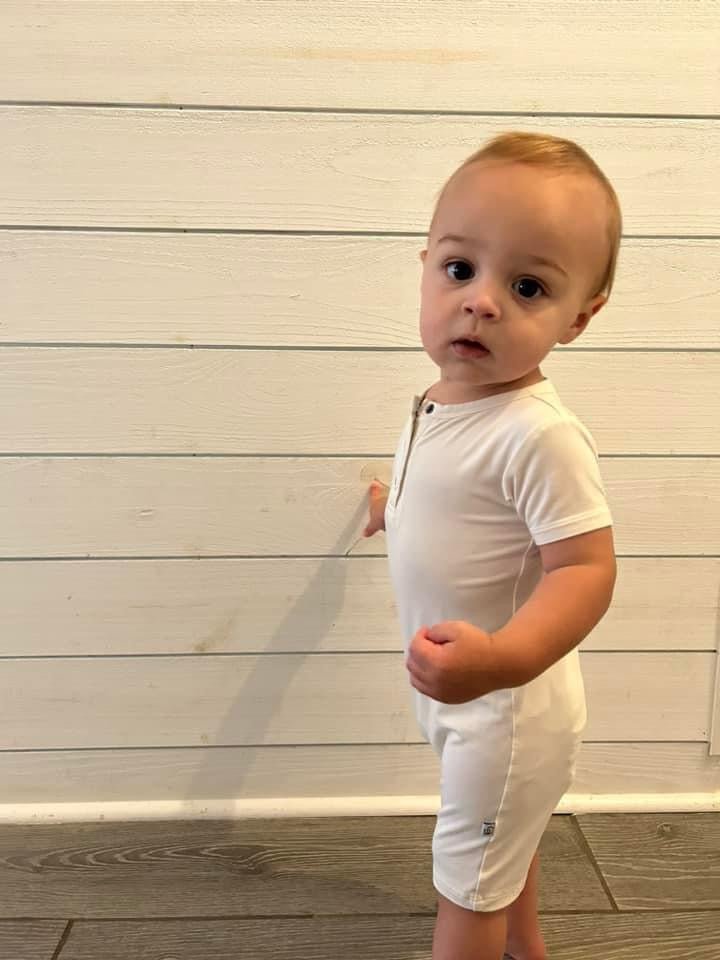 Bamboo Shorty Romper- Cream