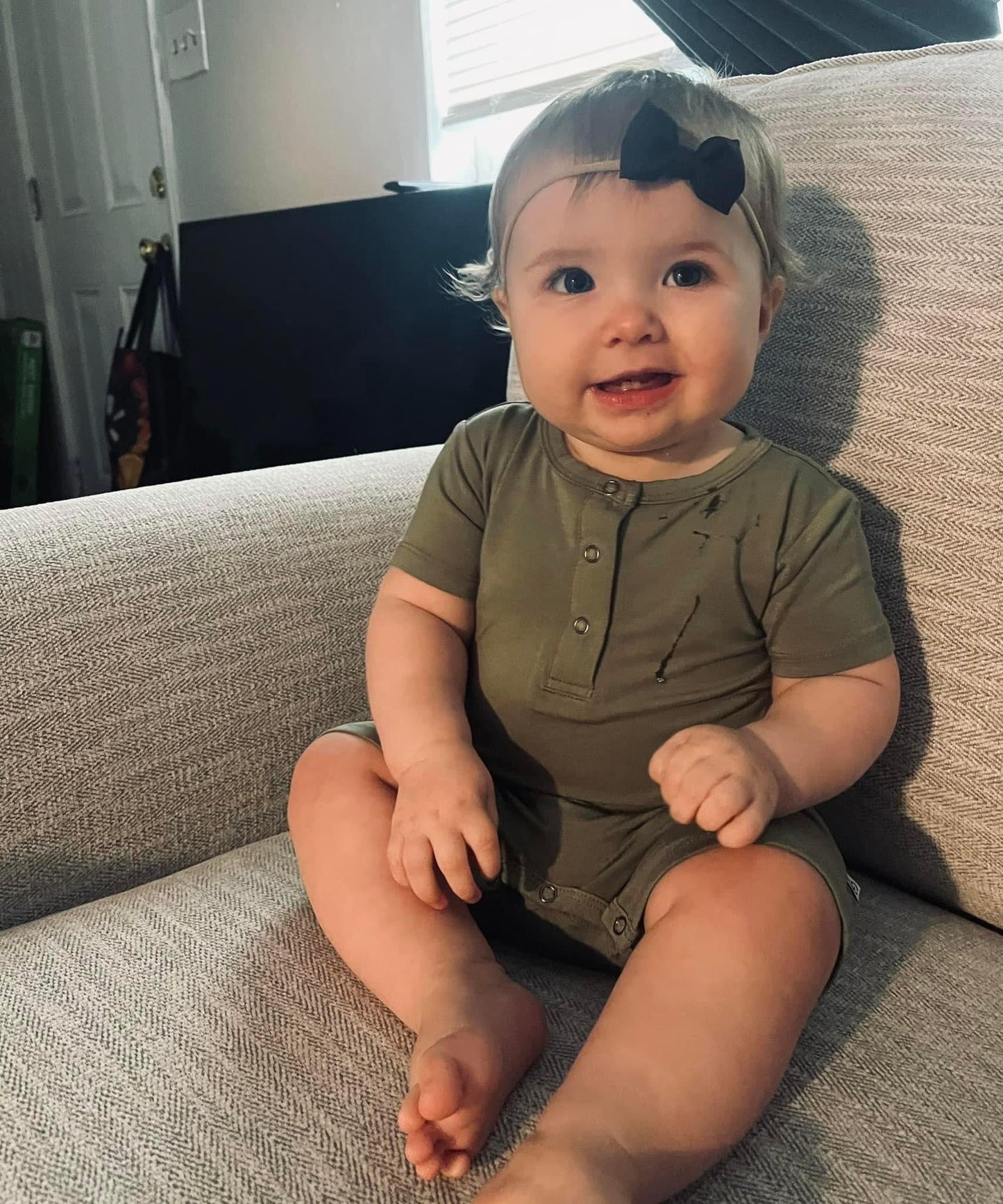 Bamboo Shorty Romper- Dark Olive