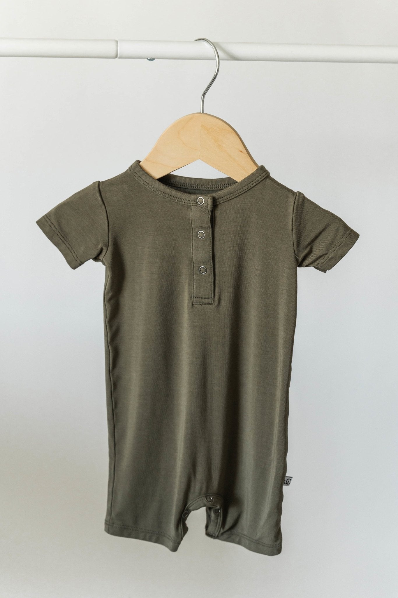 Bamboo Shorty Romper- Dark Olive