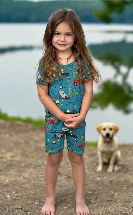 Camp Popoki Bamboo Two Piece Shorts Pajama Set