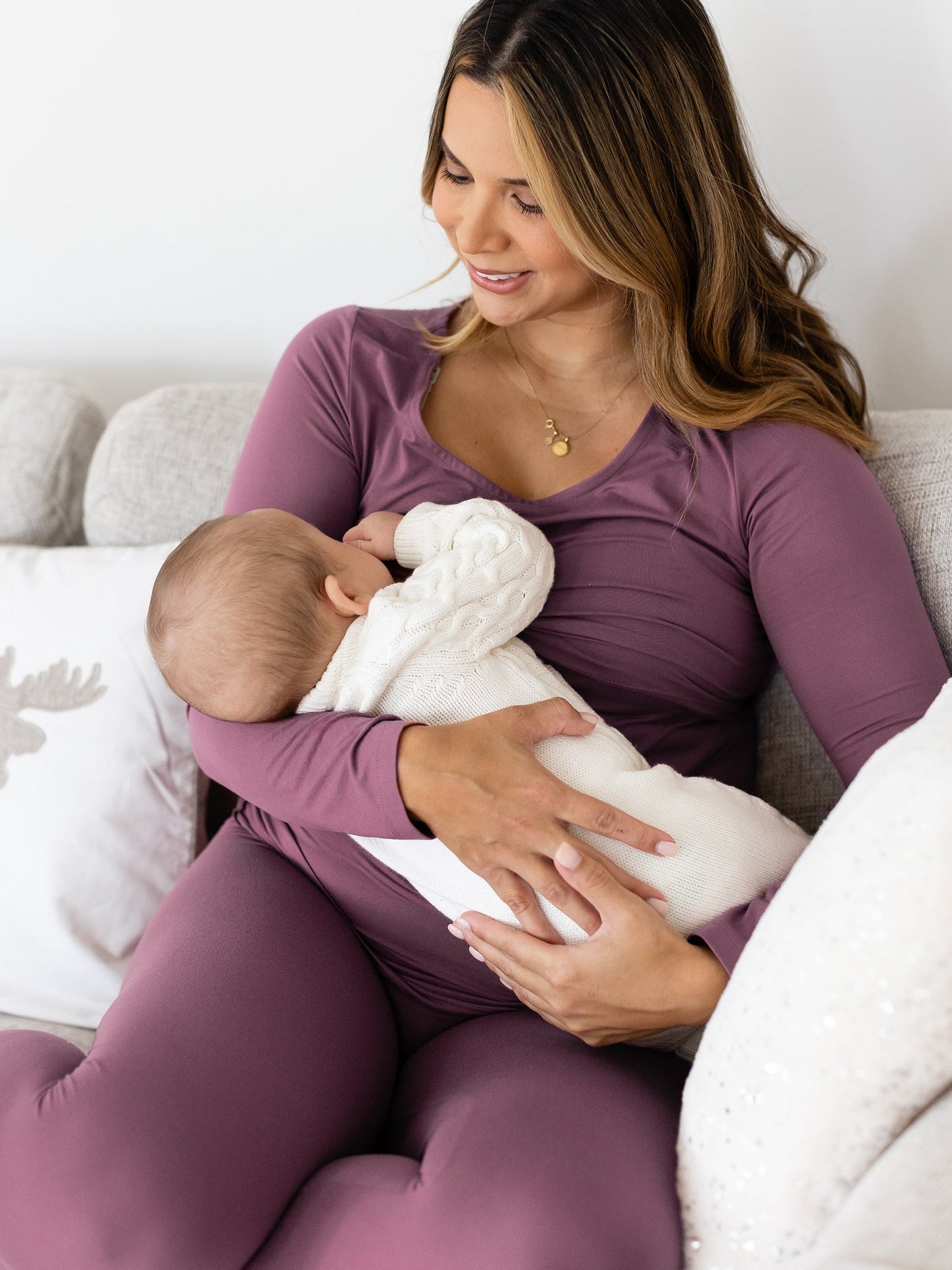 Jane Nursing Pajama Set | Burgundy Plum