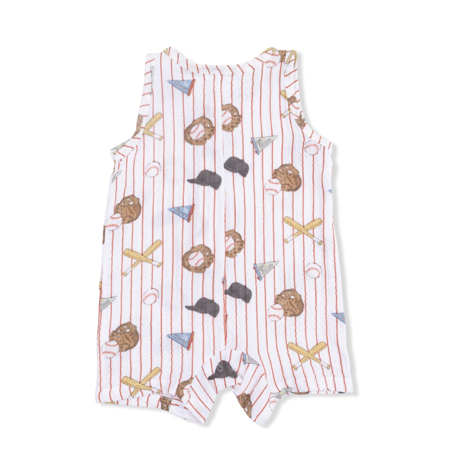 Vintage Baseball Stripe  - Sleeveless Shortie Romper