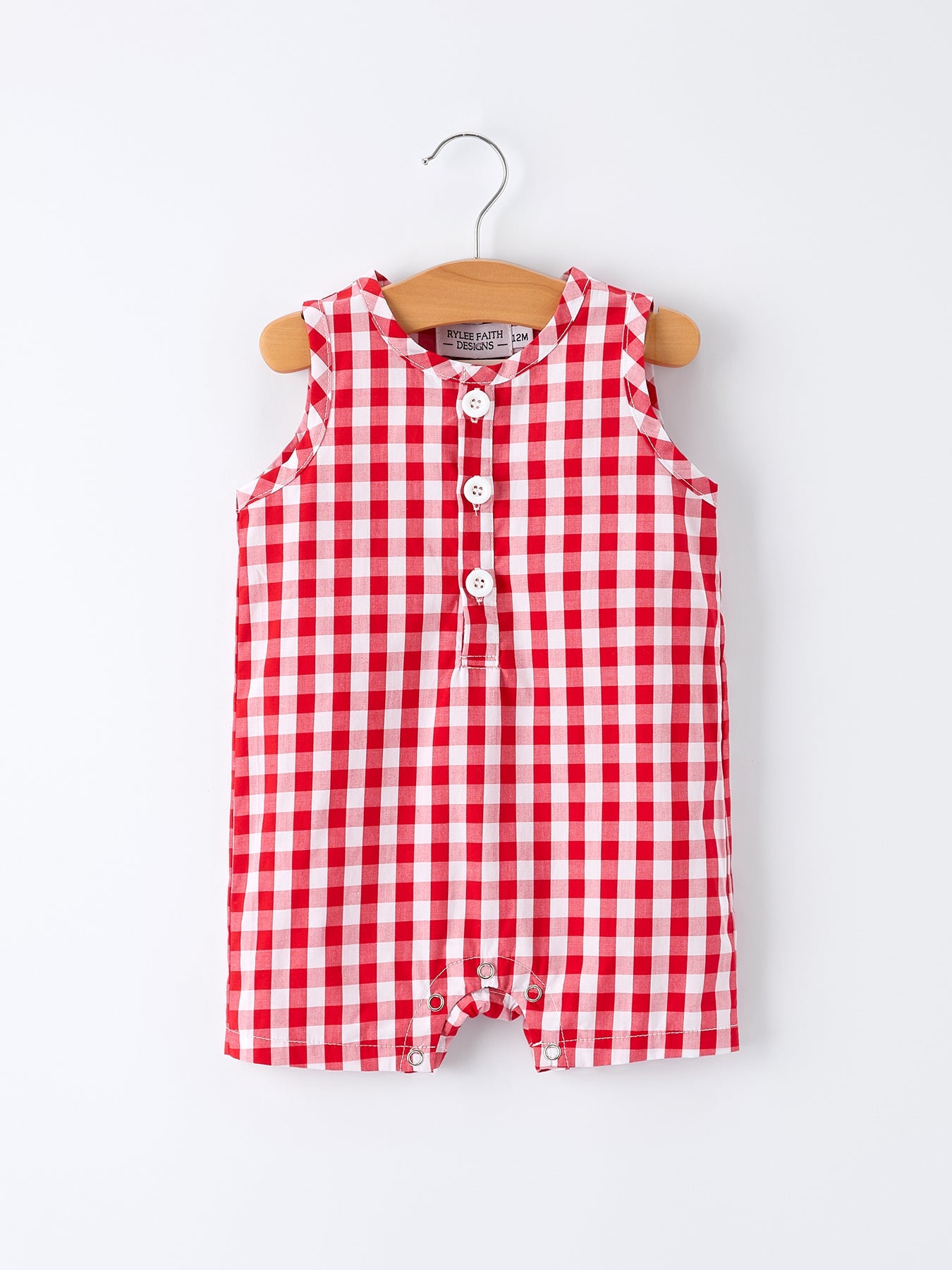Summer Plaid Smocked Ruffle Boys Romper