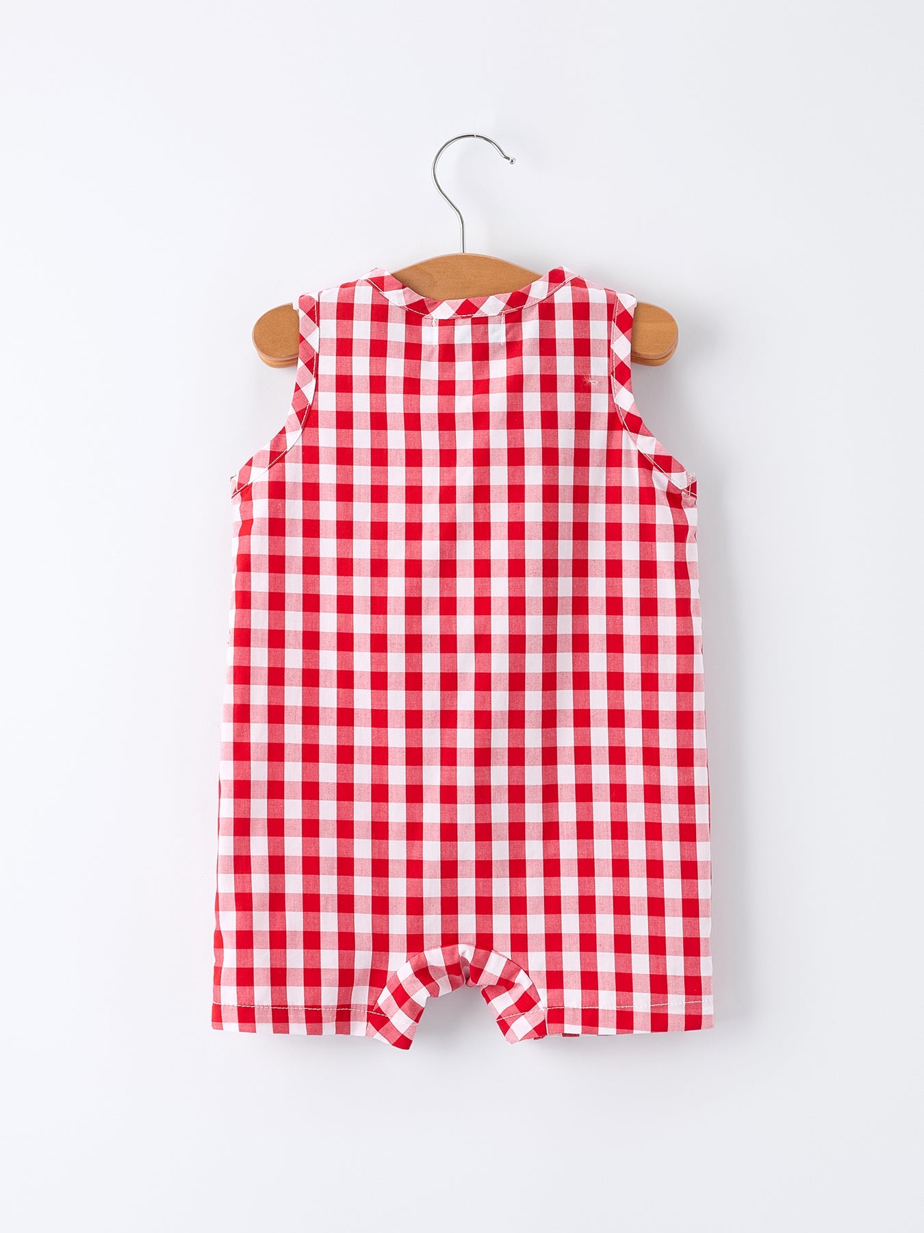 Summer Plaid Smocked Ruffle Boys Romper