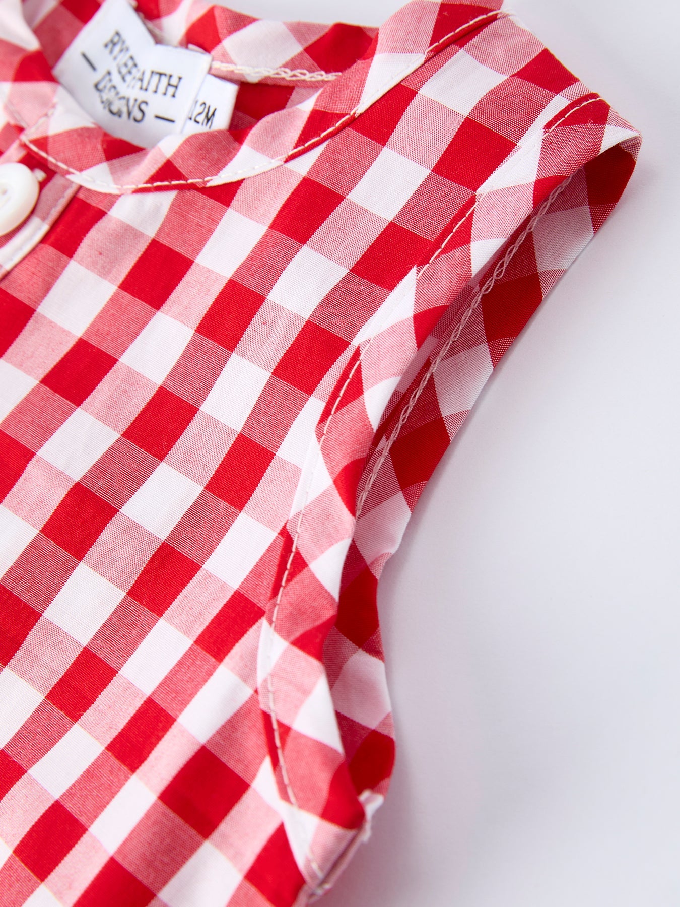 Summer Plaid Smocked Ruffle Boys Romper