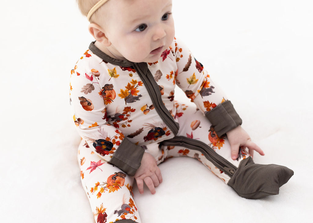 Acorn Frenzy - Long Sleeve Zipper Romper