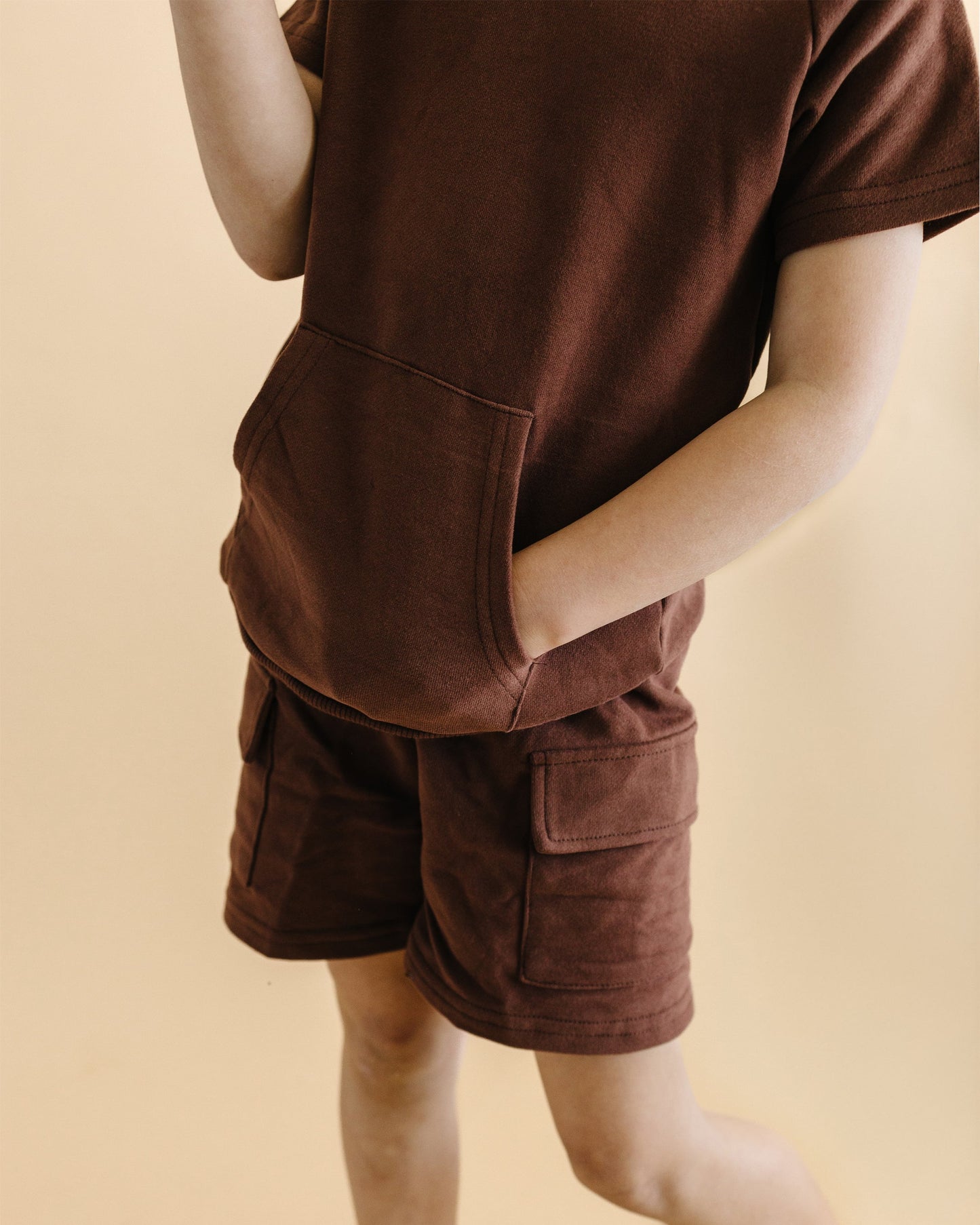 Terry Cargo Shorts Set | Chocolate