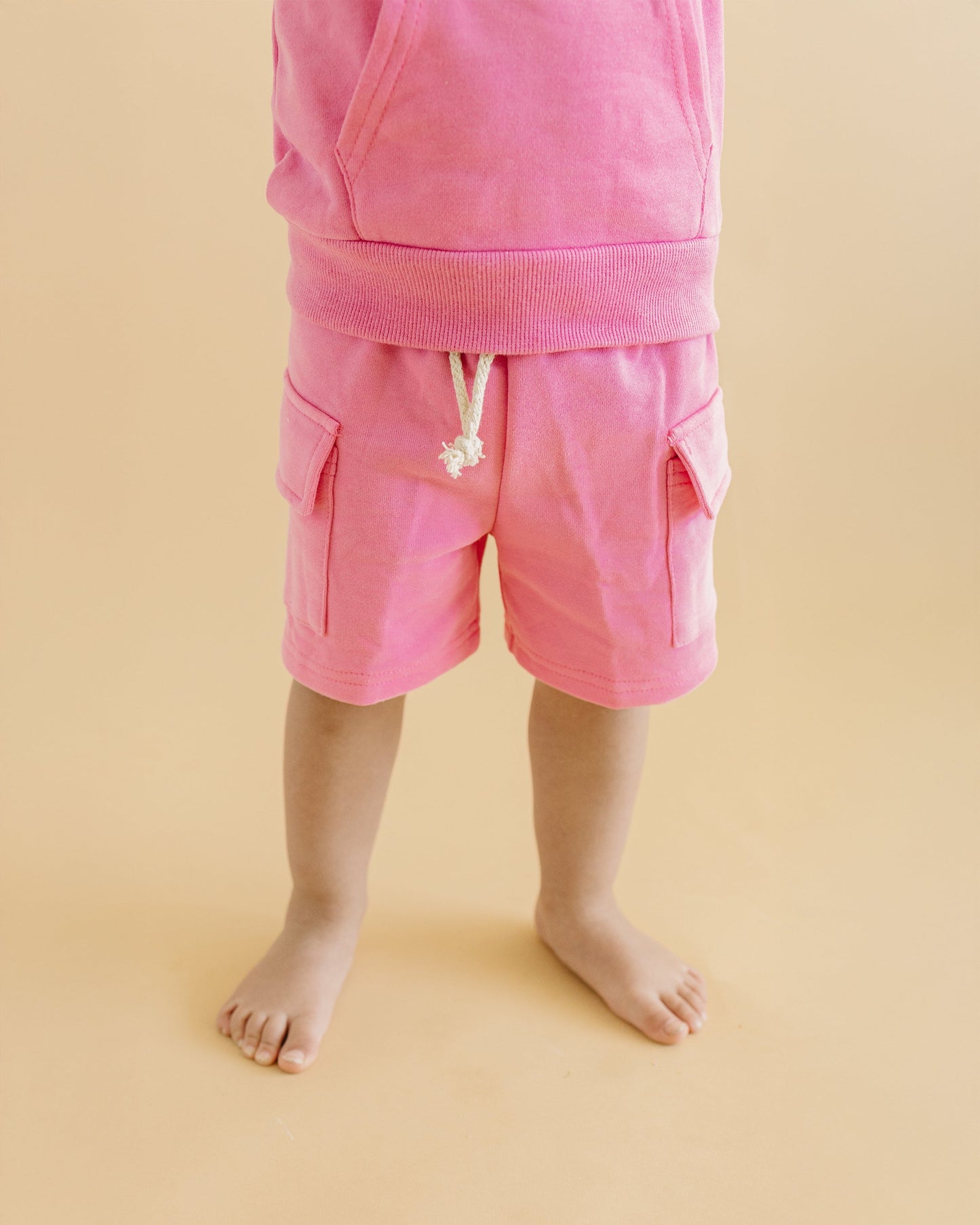 Terry Cargo Shorts Set | Pink