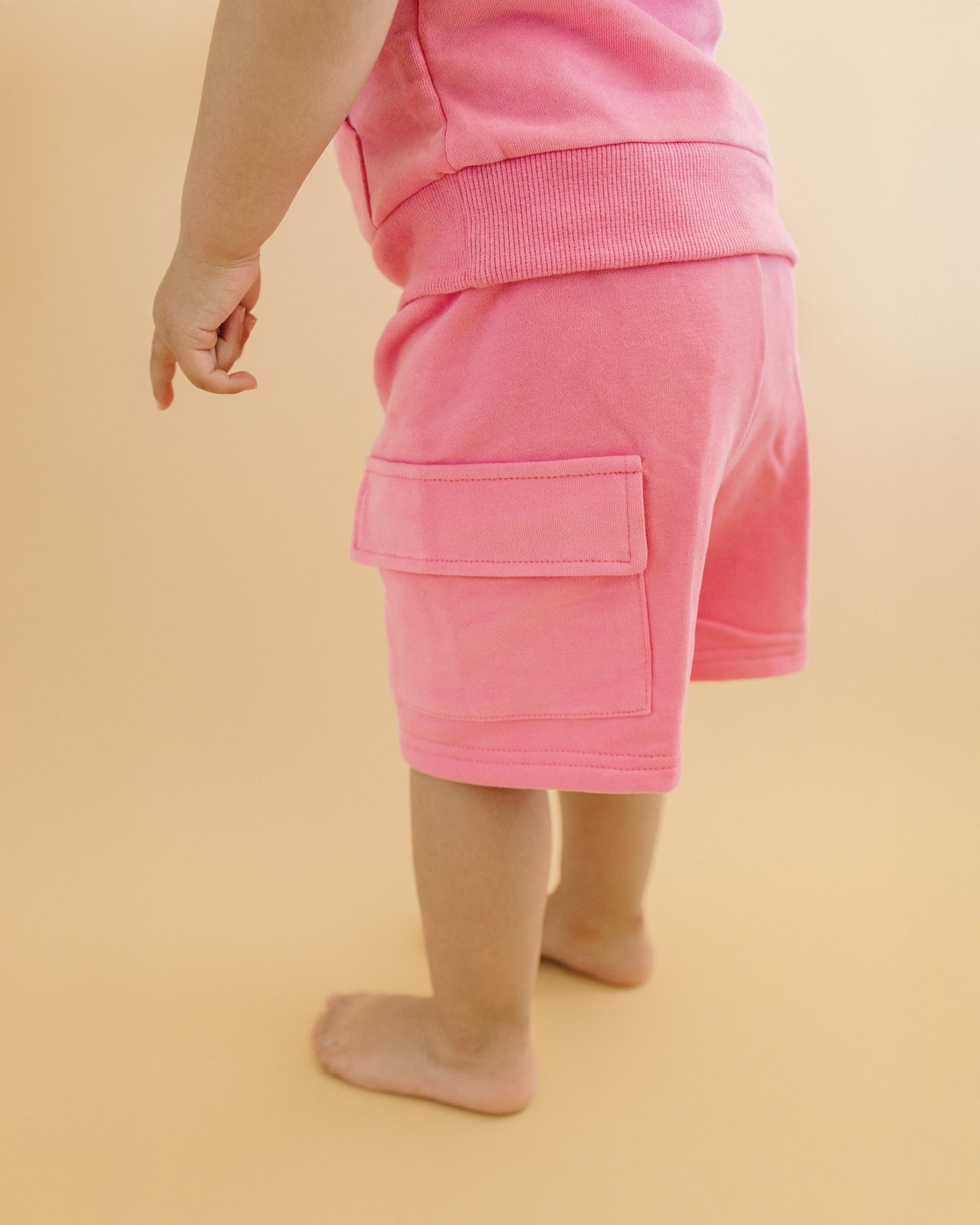 Terry Cargo Shorts Set | Pink