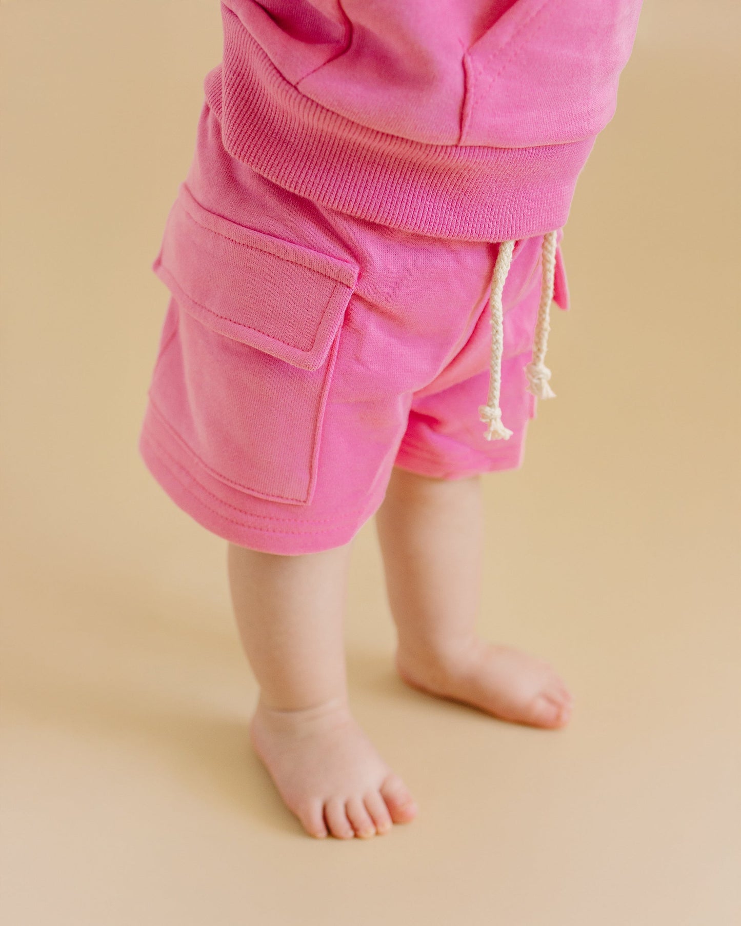 Terry Cargo Shorts Set | Pink