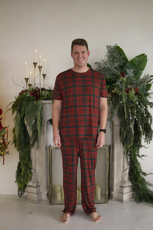 Men's Short Sleeve Pajamas | Christmas Plaid